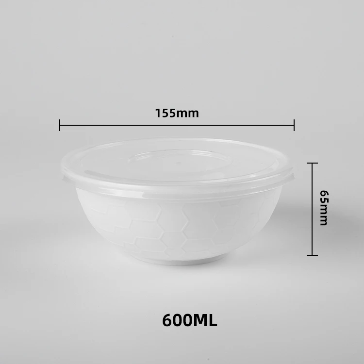 Lunch Fruit noodle Soup Bowl white black microwavable disposable plastic round food to go containers