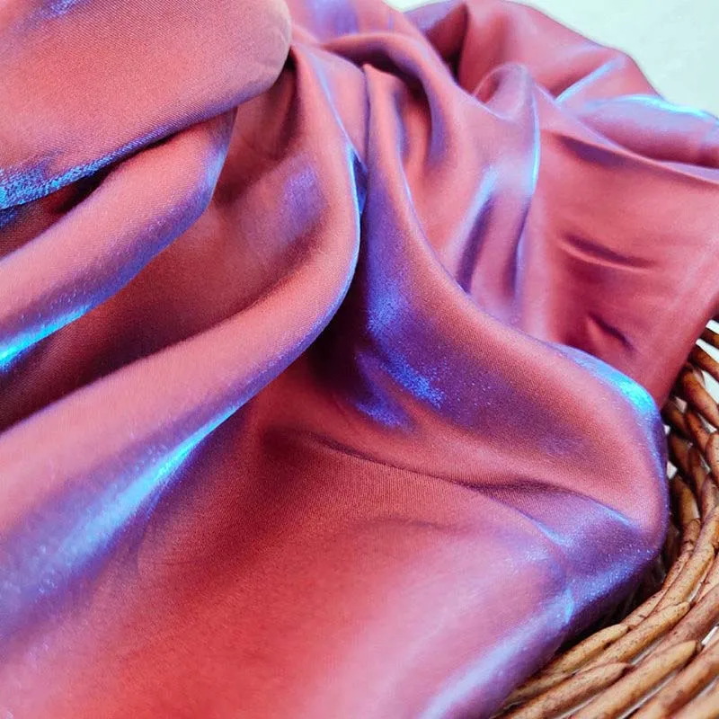 Gradient fabric designer fabric two tones wholesale DIY dress stretchy 100% polyester shiny satin fabric