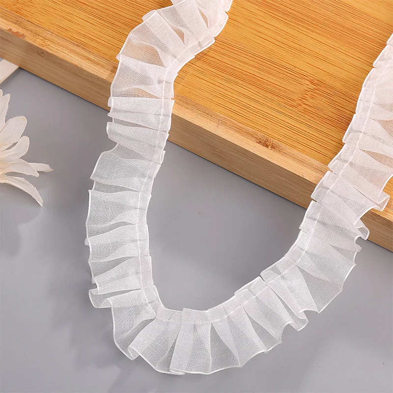 2.5cm white pleated chiffon pleated lace lace band DIY skirt dress accessories