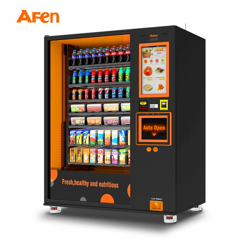Торговый автомат AFEN 24 часа с сенсорным экраном и лифтом для продажи свежей еды овощей фруктов