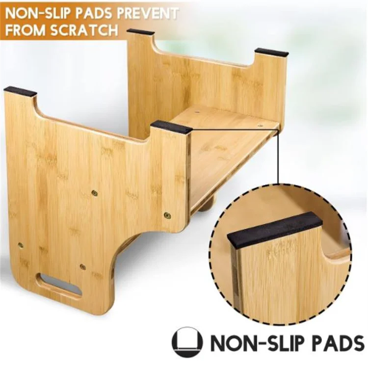 Multi-Purpose Bamboo 2 Step Stool Bamboo Kids Toddler Stepping Stool Wooden Bed Step Stool