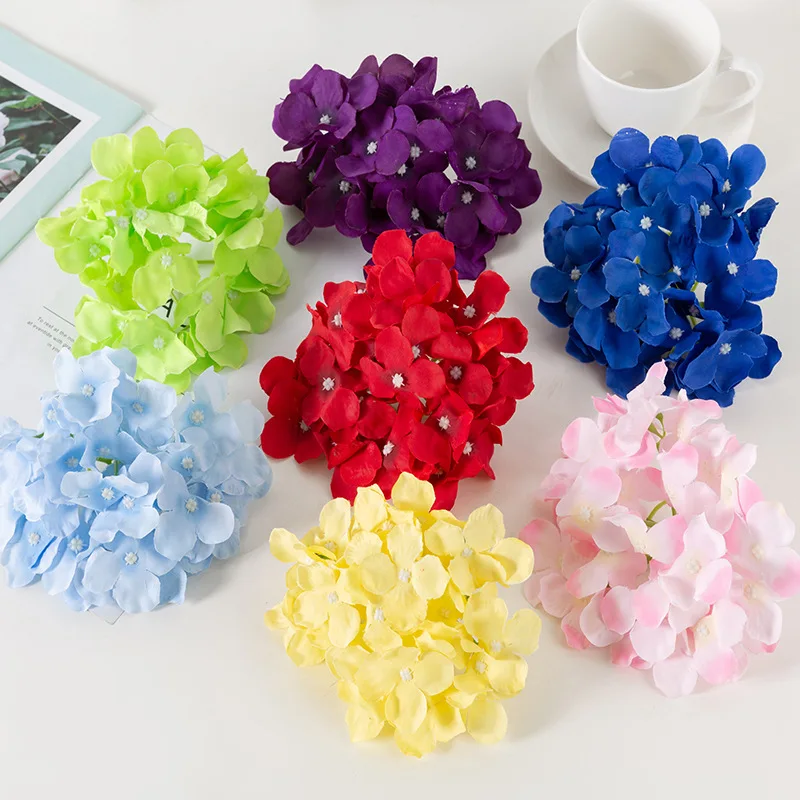 Wholesale Artificial Flowers Hydrangea Flower Head Artificial Wedding Decoration Room Decoration Silk Flower