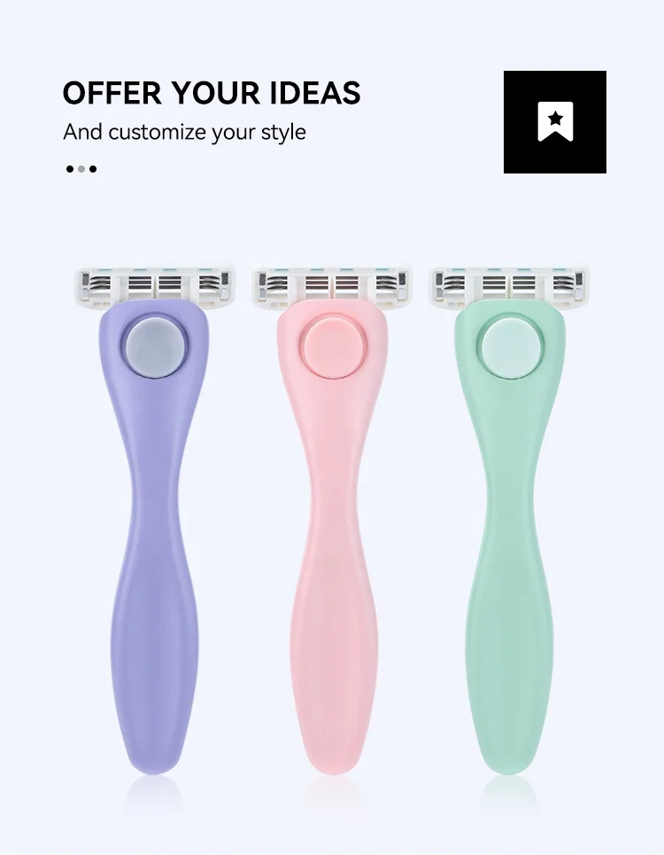 New Design Custom Logo Rose Gold  Women  6 Blades System  Razors Shaving Razor With Razor Holder