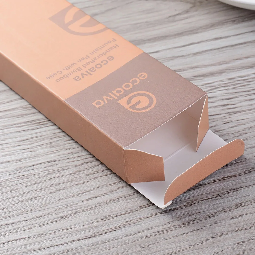 Creative Bamboo Pen Box with Laser Logo Vintage Business Gift Ballpoint Pen Set 0.5 mm Writing Width Wooden Maple Gift Box