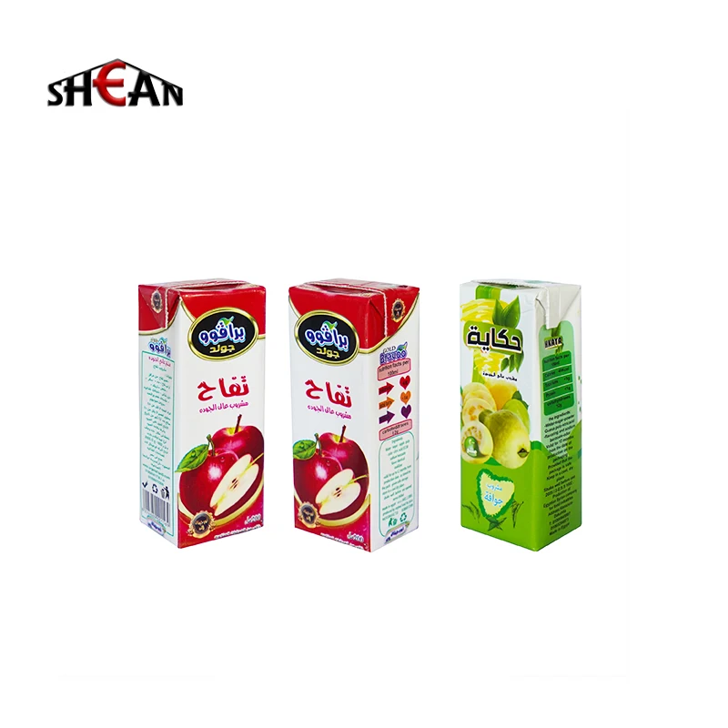 Factory Food Standard Plastic Eco friendly packaging for liquids empty juice box container gable top carton