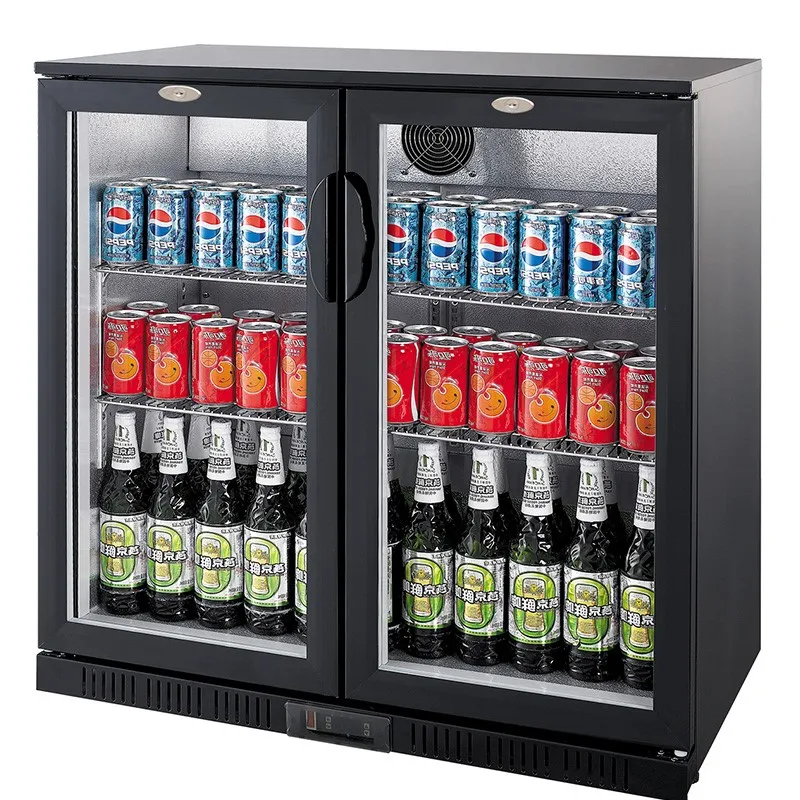 Factory Direct Sales Hotel Back Bar Cooler Commercial double glass door mini beer refrigerator small countertop drink cooler