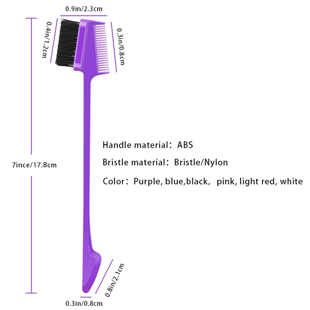 Private label 3 sided edge control brush  hot sale double sided edge brush and comb