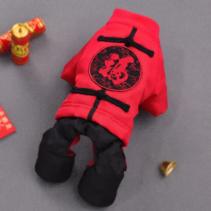 Pet Traditional Chinese style pet dog floral letter print clothes