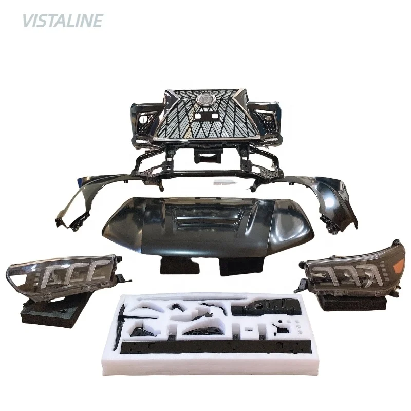 Car Upgrade Facelift Front Bumper Bodykit Body Kit for 2016 Hilux Revo Vigo  to Lexus LX570 Style with Headlight Grille Hood