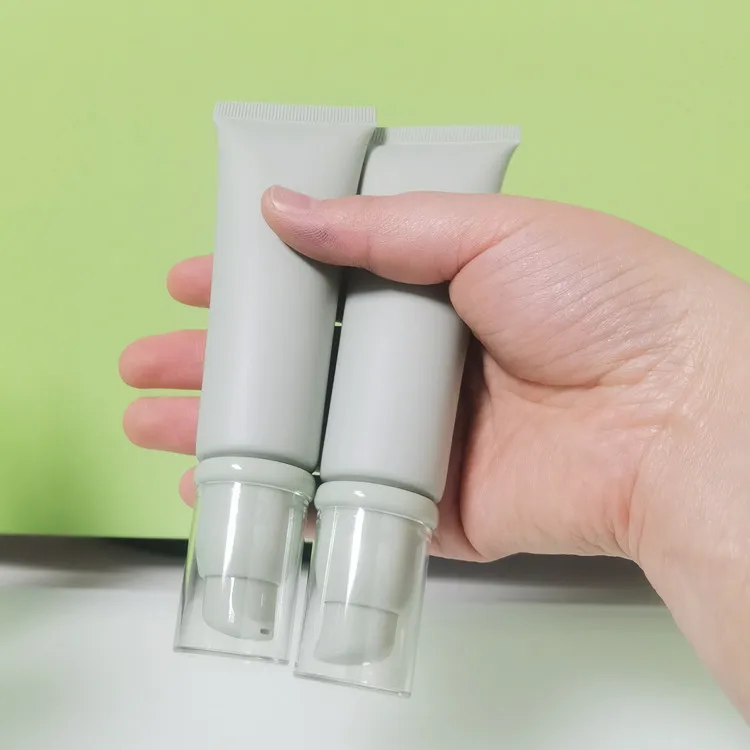 Eco Friendly Empty Cosmetic Matte Green Soft Squeeze Eye Cream Eye Serum 30ml 50ml Airless Pump Sugarcane Skincare Cream Tube