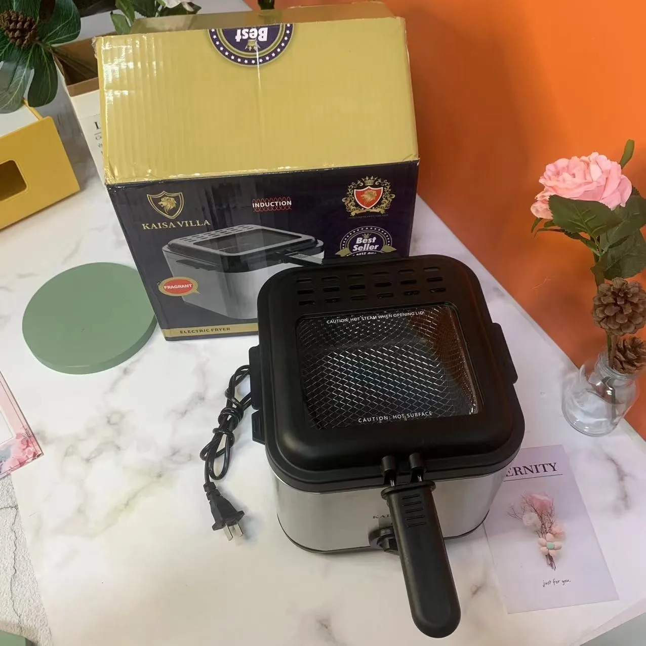 Household electric fryer large capacity fried chicken and french fries electric oil fryer snack stainless steel fryer