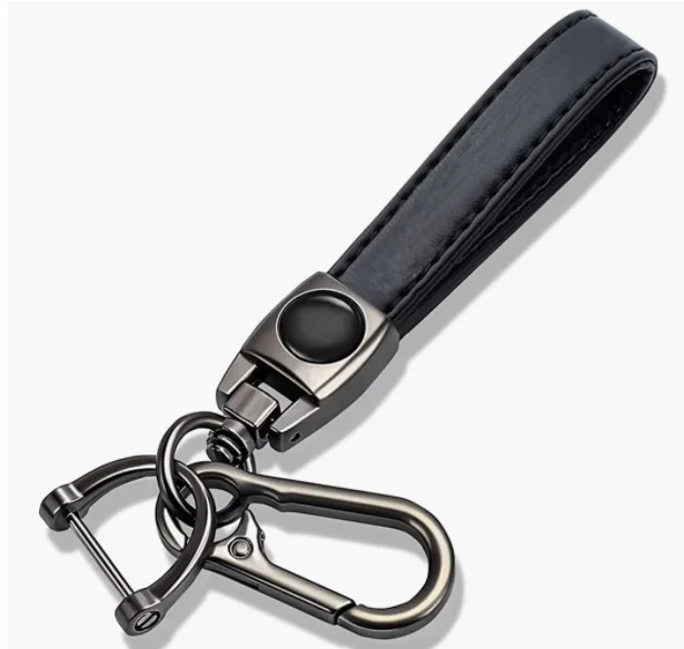 hot selling factory wholesales Custom Leather Car Keychain Custom Logo Black Leather Metal Keychain For Car Keys with low MOQ