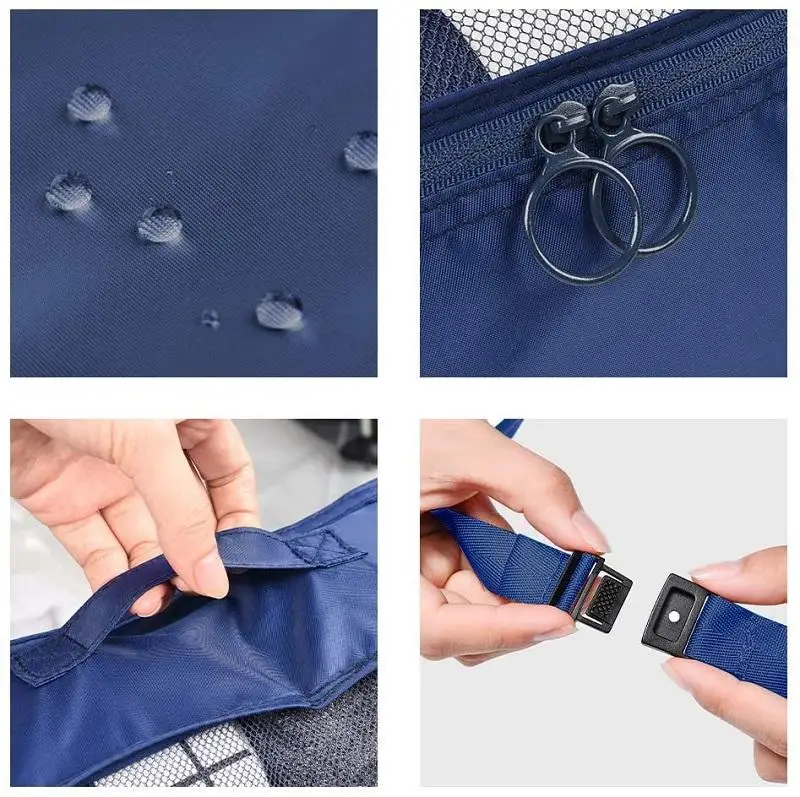 6pcs Lightweight Foldable Suitcase Organizer Unisex Travel Packing Cubes with Zipper Closure Fashionable Luggage Storage Bag Set