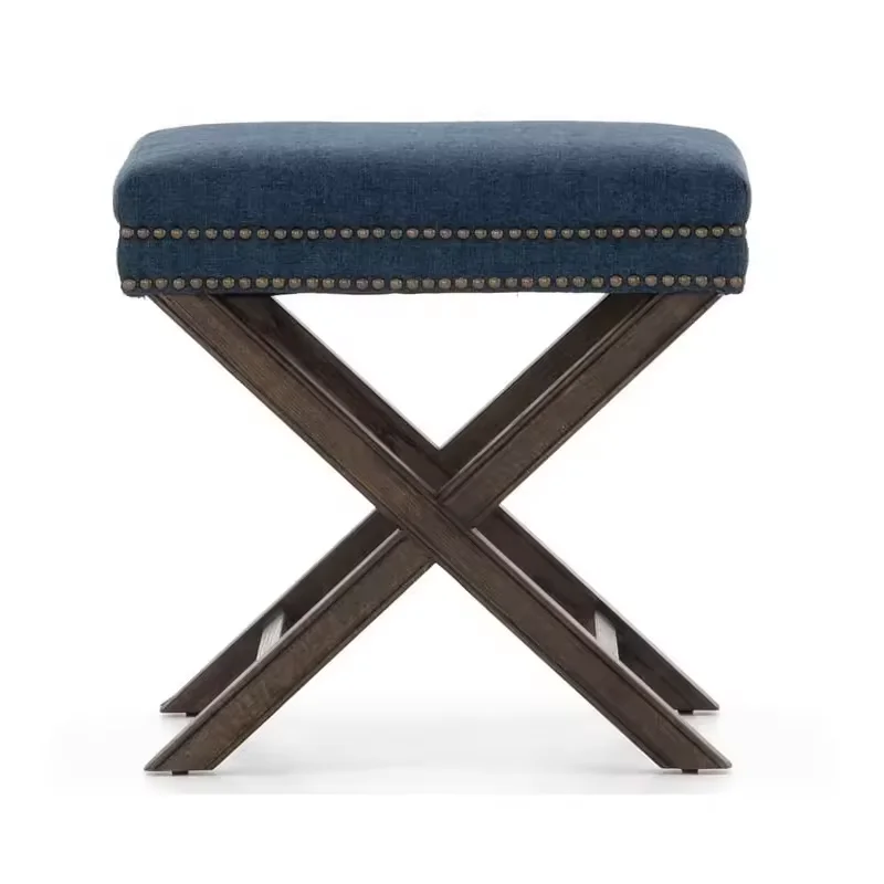 Home Living Room Bench Ottoman Solid Oak Wooden Legs Modern Design Luxury Velvet Fabric Tufted Bench