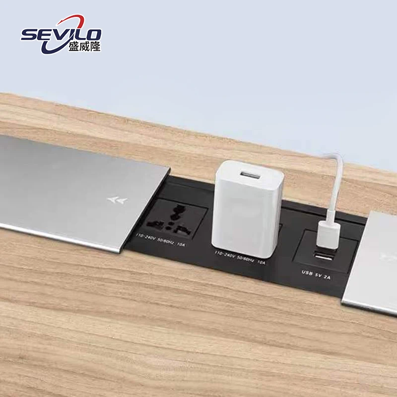 Многофункциональная Выдвижная розетка из алюминиевого сплава с двумя Usb-портами для зарядки