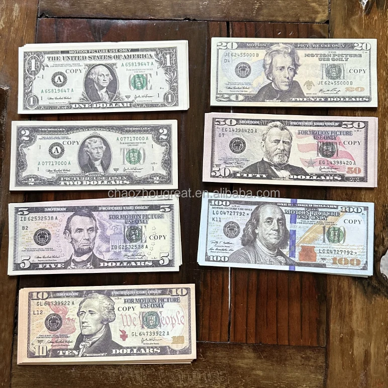 Money Wholesale 100pcs Realistic Paper Bills Toy Banknotes Prop Note USA 20 Dollar Party Prop Money for Movie Wedding and Event