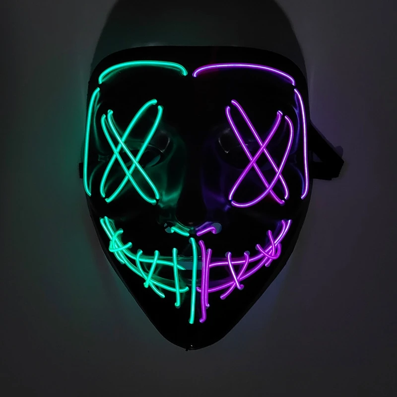 Wholesale Halloween Decoration Light Up DJ Party Neon Glowing EL Wire Rave LED Party Masquerade Mask