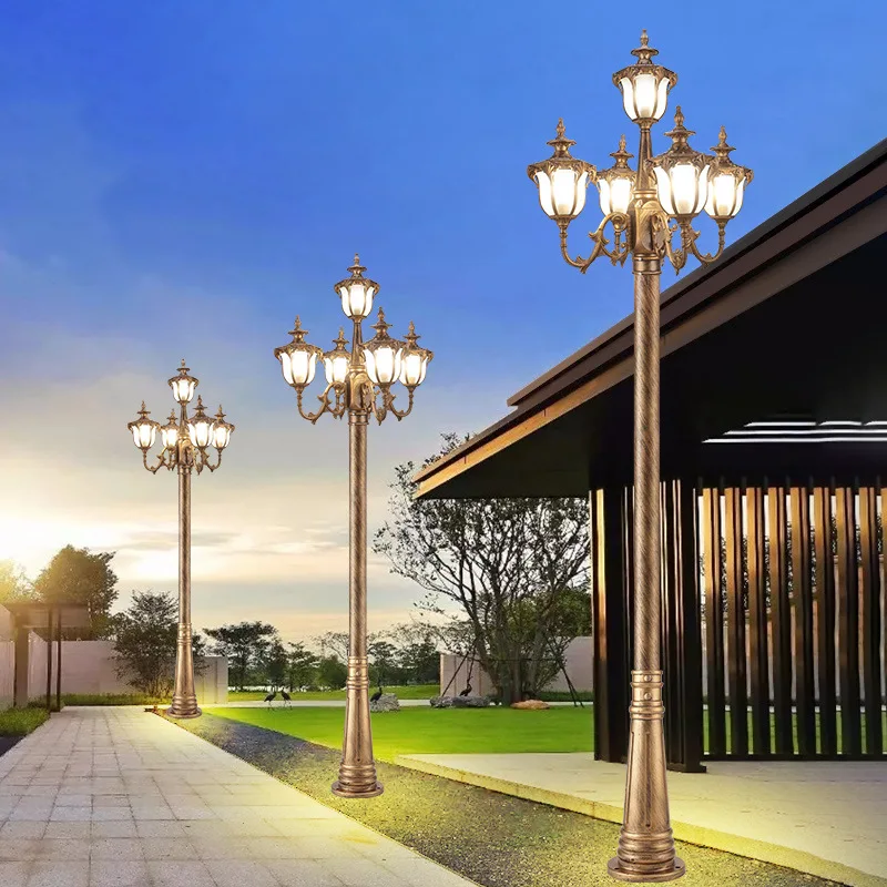 220V Wholesale IP65 waterproof outdoor street lamp 2-5M high pole European style glass ball landscape E27 E26 garden lamp