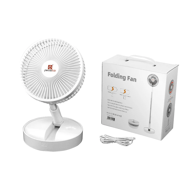 Peacefair 3600mah Table Fan Rechargeable Mini Folding Fan Portable Stand Electric Wholesale Handheld Fan