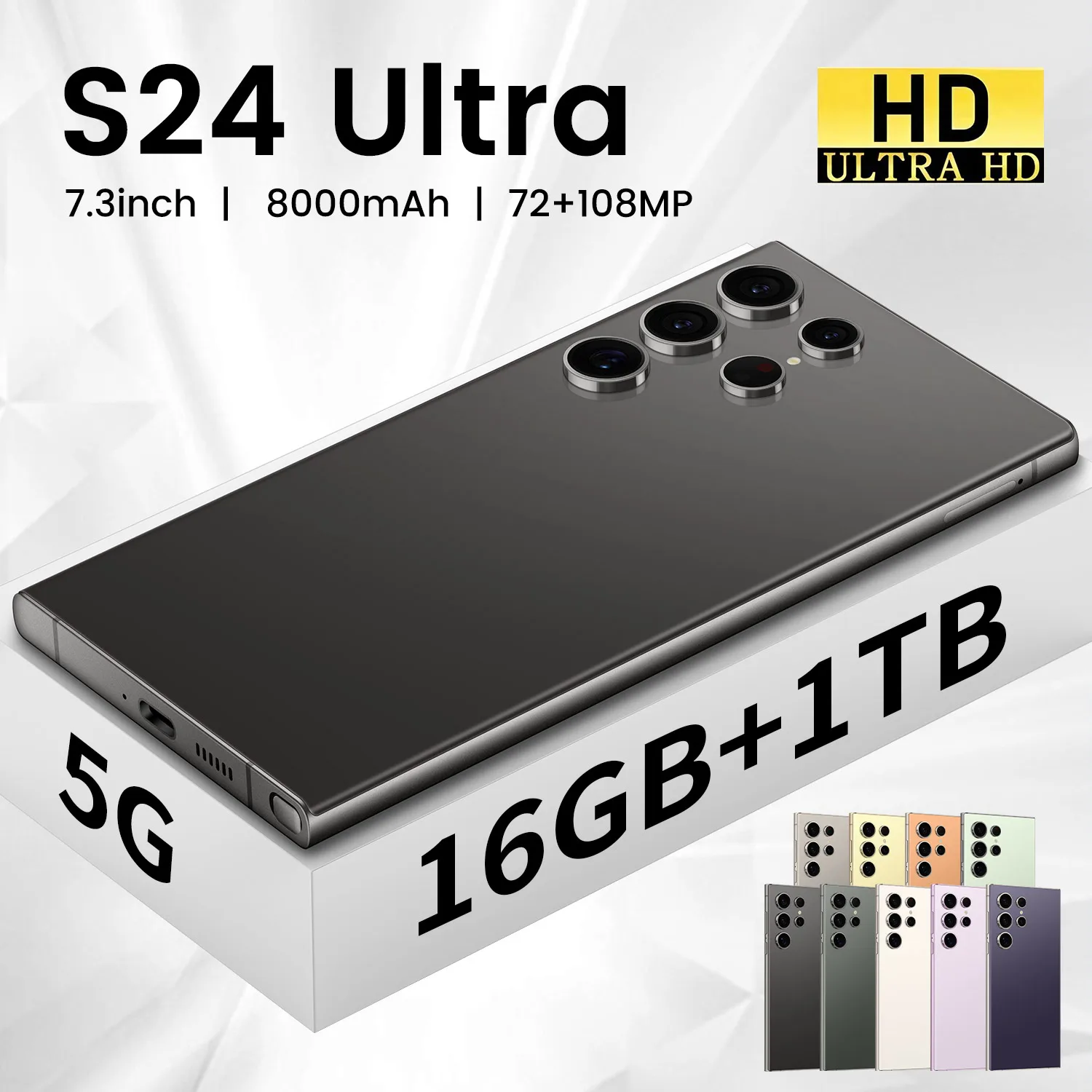 S24 super original 16gb + 1tb 72MP + 108MP 7.3-inch mobile smartphone Big battery Android 14 mobile phone