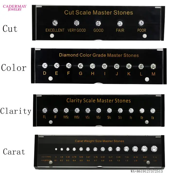 Cadermay Black Box Diamond Standard 4c Color Clarity Cut Size CZ Master Round Stone laser cubic zirconia tester tools