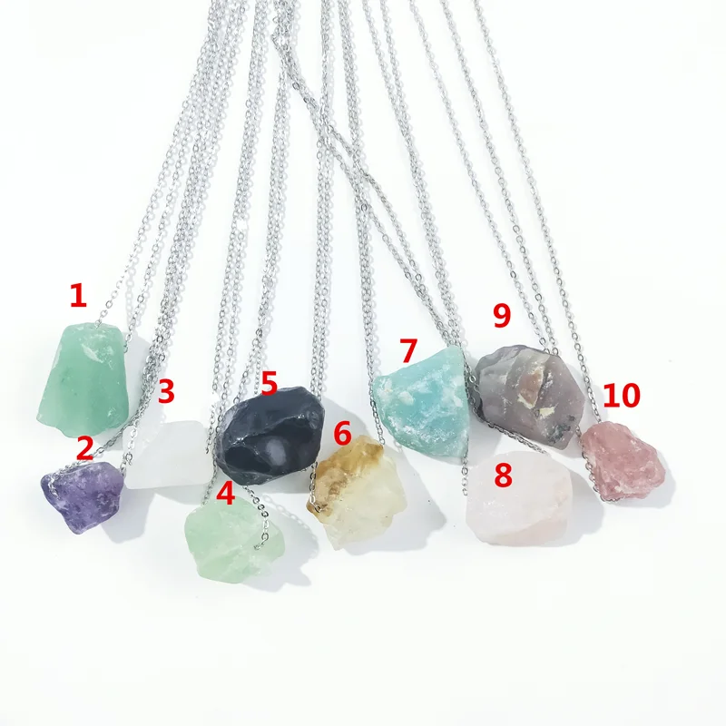 Natural Raw Stone Necklaces Geometric Crystal Pendant Femme Gold Chain Necklaces Druzy Stone Crystal Jewelry
