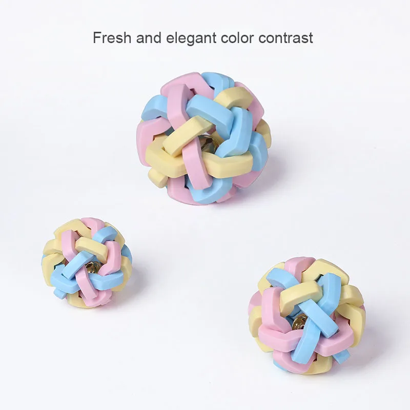 Cross Border Colorful Pet Toy with Bell Soft Bouncing Ball Pet Rubber Chew Toy Ball Cat Bouncy Pet Dog Ball Toy