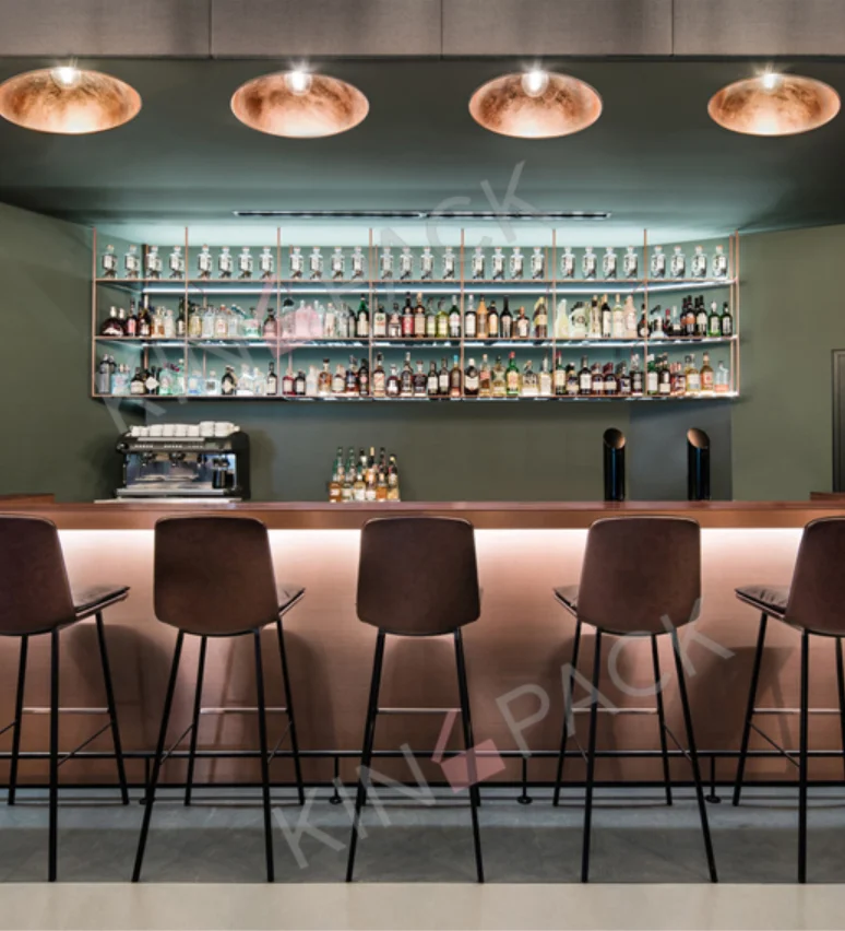 High-end boutique bar design,led light tall commercial restaurant bar counter design for sale
