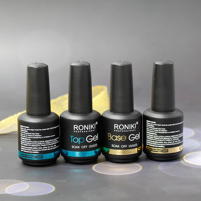 RONIKI 15ml uv led gel no wipe top coat rubber base coat matte base top gel