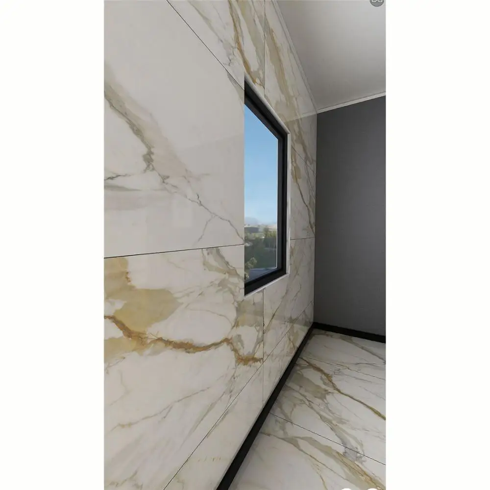 Ultra Thin 5.5mm Calacatta Gold 900x1800 Large Slab Polished Glossy Wall Porcelain Tile Looks Like marble