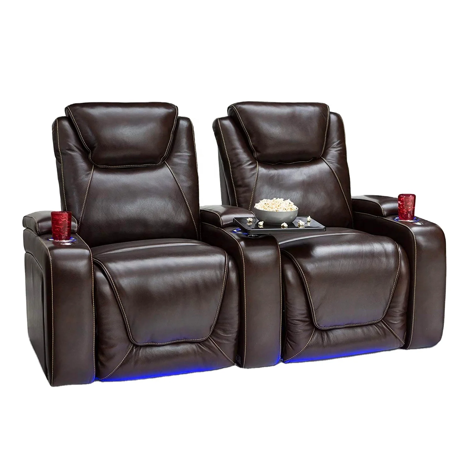 Geeksofa Power Electric Technology Leather Home Recliner Cinema Theater Sofa With USB Charge