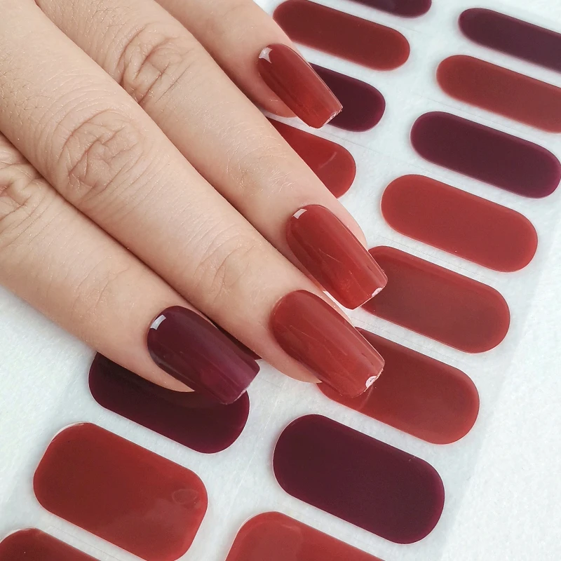 OEM Semi Cured Gel Nail Wraps Stickers to Cure uv nails stickers quality Semi-cured Jel Nail Strips beauty products for women