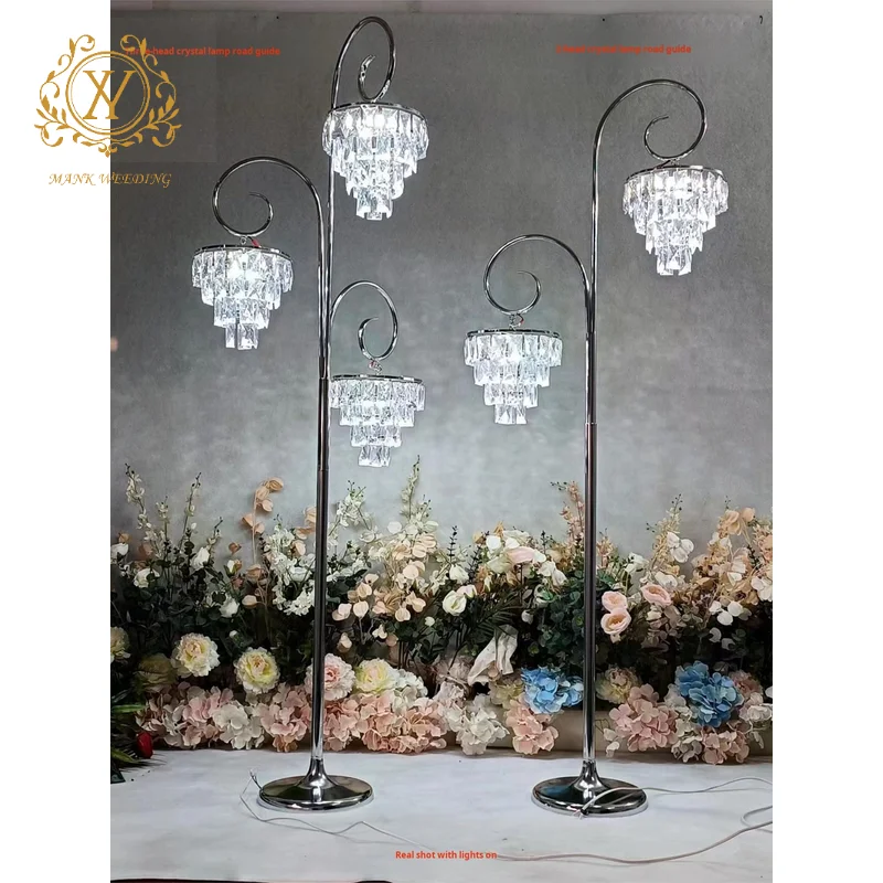 Luxury Acrylic Crystal Light Path Guide Ceremony Pavilion Chandelier Wedding Background Decorative Light 2024 New Wedding Props