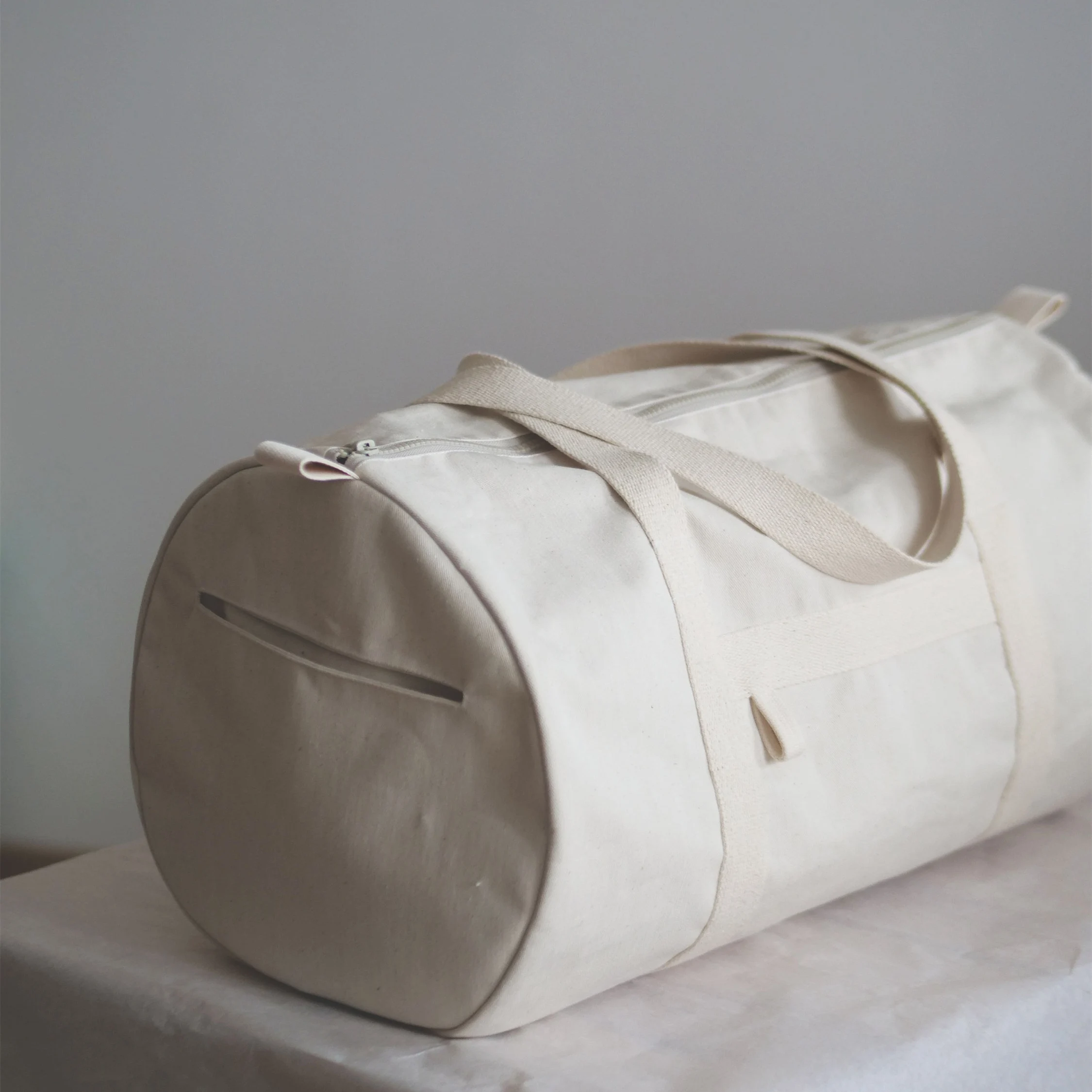 Custom Size Logo Unisex Eco Friendly Canvas Gym Travel Duffel Duffle Weekender Bag