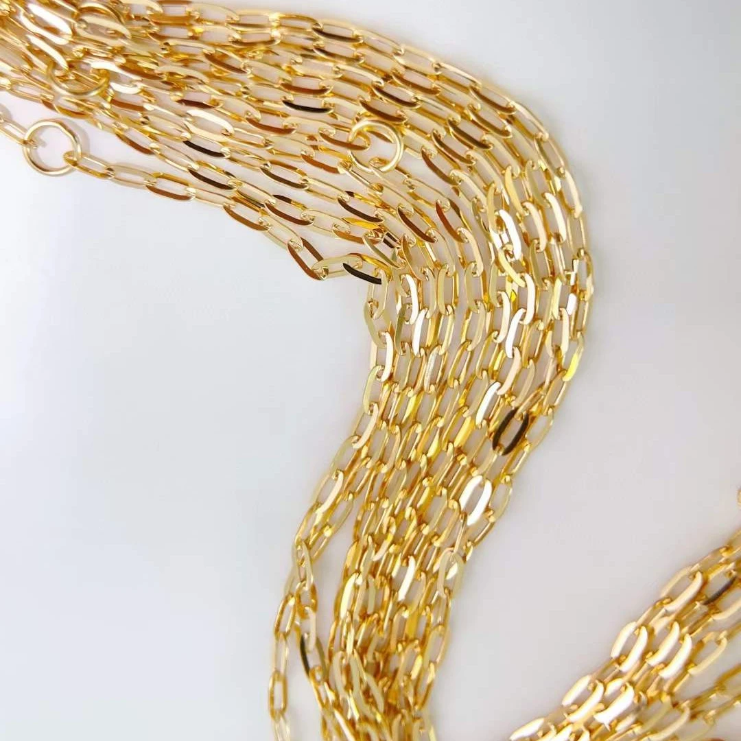 AU750 18 Karat Pure Gold O Chain Necklace Jewelry Real 18K Solid Gold Thicker Paperclip Link Chain Necklace For Men and Women