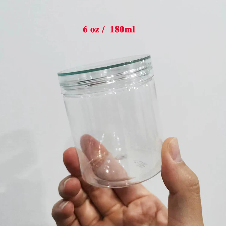 Wholesale PET clear lid hermetic cosmetic plastic cream storage container kitchen jars
