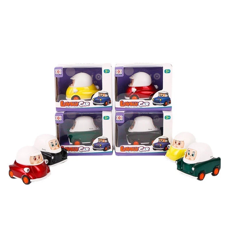 New Cute Cartoon Alloy Diecast Car Small Friction Inertial Car Toy for Kids Toy Vehicle