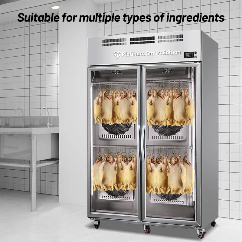 Commercial Stainless Steel Duck Dryer 2 Glass Door Dry Display Refrigerator Goose Drying Fridge