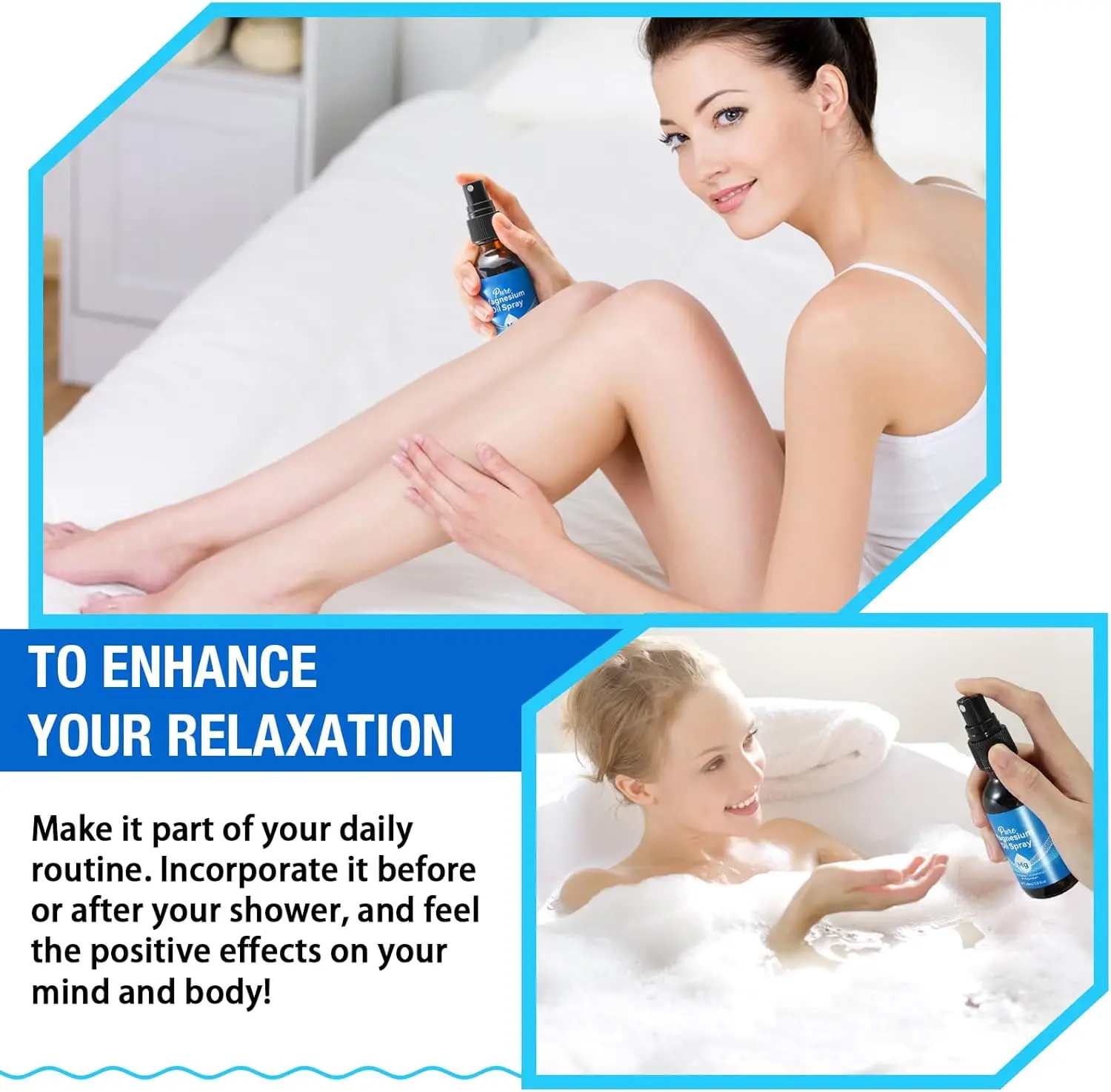 100% Pure Vegan Grade Magnesium Oil Spray Enjoy Skin Private Label Organic Minerals Analytical for Sleep Muscle Pain Relief