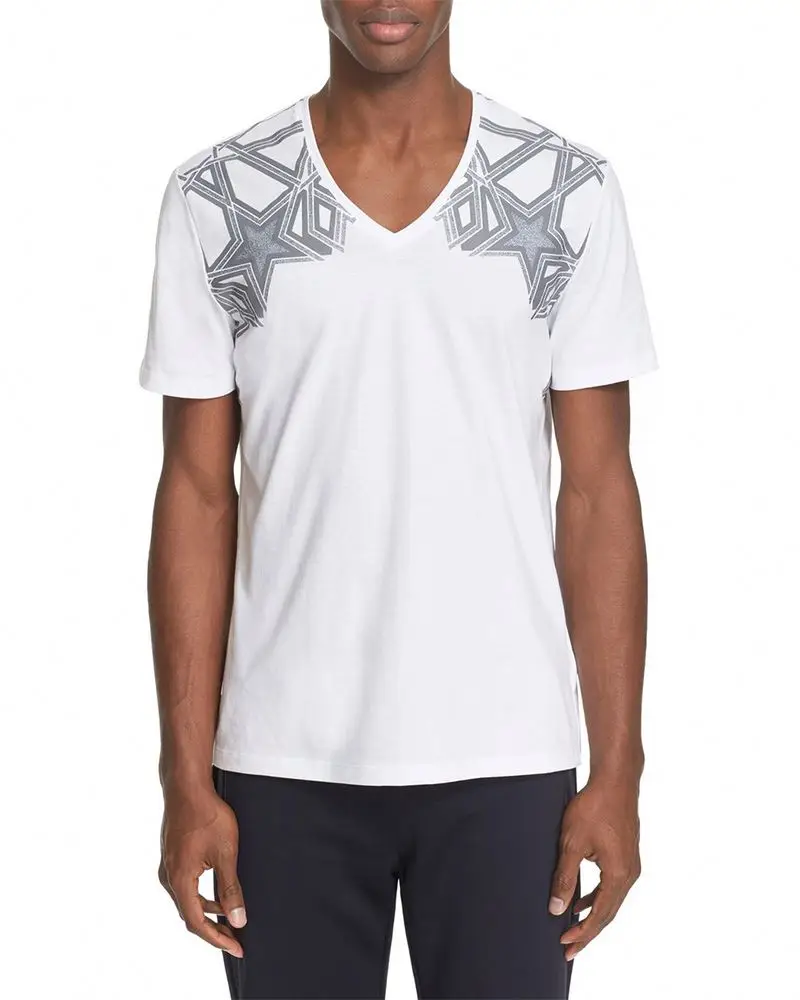 Star graphic print fitness clothing men t-shirt
