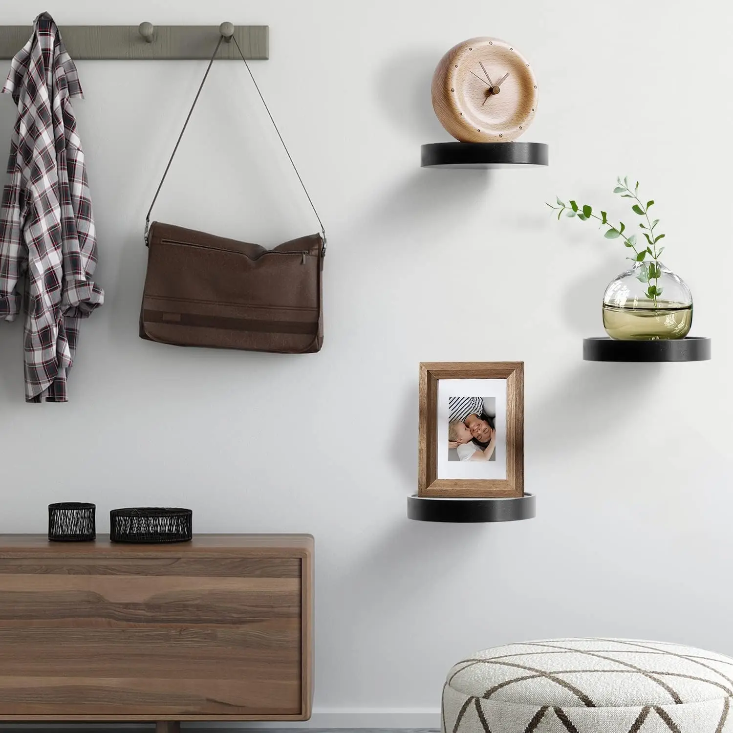 Rustic Small Floating Shelves,6Inch Natural Wood Wall Mounted Shelves for Bathroom