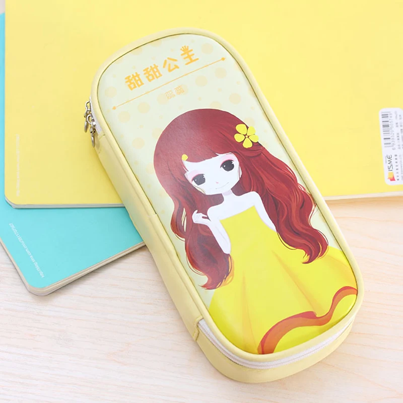 Princess printed pen bag large capacity  PU pencil case new school supplies wholesale