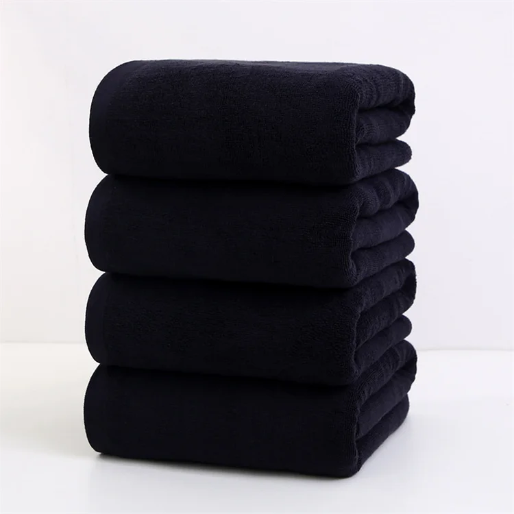 Custom Logo Cotton Black Towels For Hotel Home Black Makeup Towels 35x75cm 70x140cm Terry Cotton Black Bath Towel Sets
