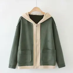 Spring and autumn Korean style fresh three-color solid faux suede jacket women winter coat