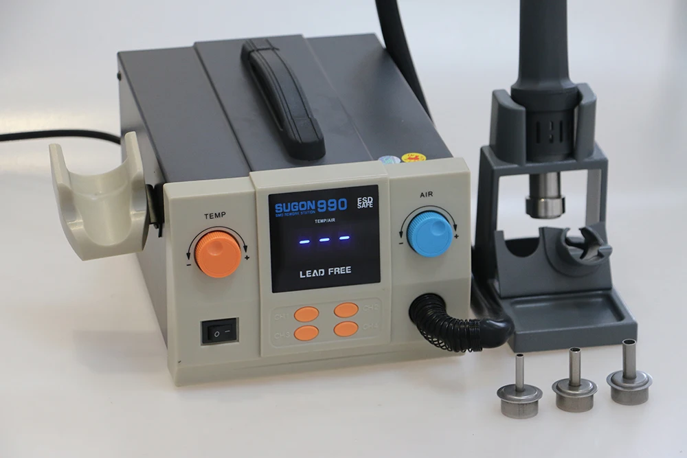 SUGON 990 NEW Hot Air SMD Rework Station Soldering Welding Station for Repairing Cellphone Electronics Products PC