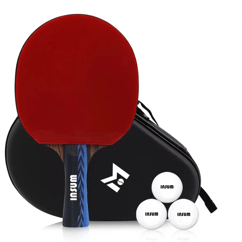 Customized Table Tennis Racket, Table Tennis Racket Two Pimples in Rubber Long Handle  Bat Wholesale