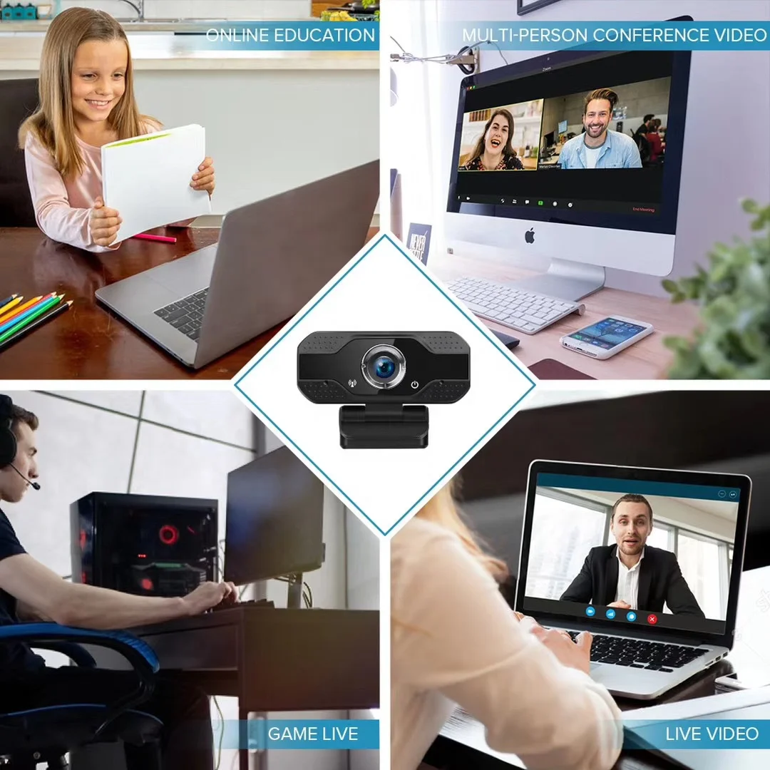 Full 1080P Web Camera USB Driver Free Network Live Online Class Video Conferencing Streaming Recording HD Webcam with Microphone
