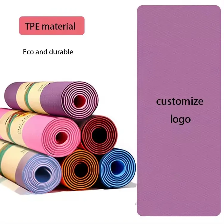 Custom roll bulk fitness foldable exercise yoga mat with carry strip