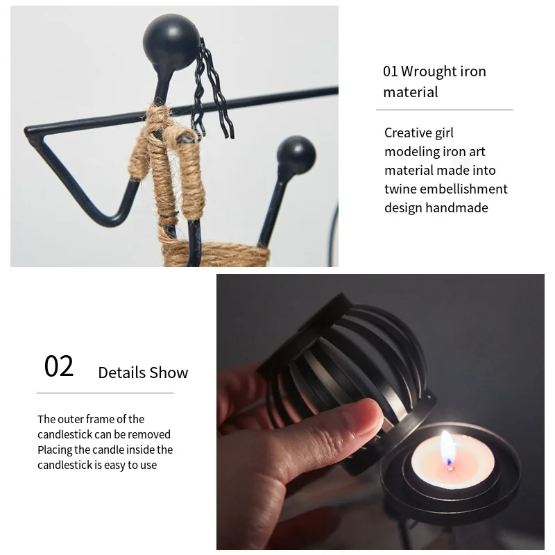 Wholesale Retro Creative Dining Table Art Iron Candlestick Crafts Romantic Commercial And Household Bar Decoration Ornaments