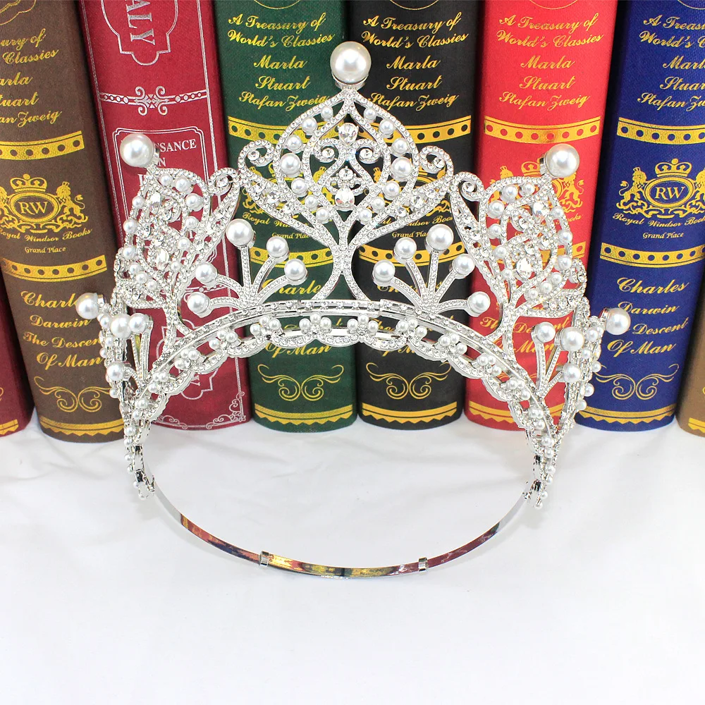 Luxury Queen Tiara Large Adjustable Alloy Crown for Girls Full round Fashionable Hair Accessory Wedding Pageant Party Festivals